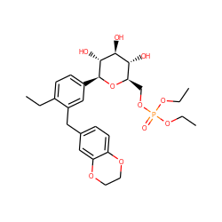 CCOP(=O)(OCC)OC[C@H]1O[C@@H](c2ccc(CC)c(Cc3ccc4c(c3)OCCO4)c2)[C@H](O)[C@@H](O)[C@@H]1O ZINC000148928531