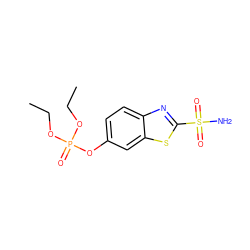 CCOP(=O)(OCC)Oc1ccc2nc(S(N)(=O)=O)sc2c1 ZINC000026496845