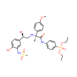 CCOP(=O)(OCC)c1ccc(NC(=O)[C@@](C)(NC[C@H](O)c2ccc(O)c(NS(C)(=O)=O)c2)c2ccc(OC)cc2)cc1 ZINC000028957977