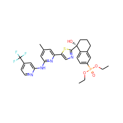 CCOP(=O)(OCC)c1ccc2c(c1)CCC[C@]2(O)c1ncc(-c2cc(C)cc(Nc3cc(C(F)(F)F)ccn3)n2)s1 ZINC000169704408