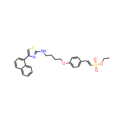 CCOS(=O)(=O)/C=C/c1ccc(OCCCCNc2nc(-c3cccc4ccccc34)cs2)cc1 ZINC000084742254