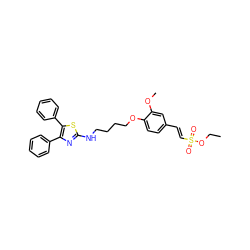 CCOS(=O)(=O)/C=C/c1ccc(OCCCCNc2nc(-c3ccccc3)c(-c3ccccc3)s2)c(OC)c1 ZINC000084731411