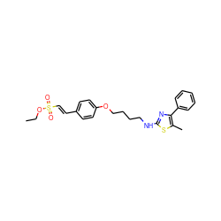 CCOS(=O)(=O)/C=C/c1ccc(OCCCCNc2nc(-c3ccccc3)c(C)s2)cc1 ZINC000084730708