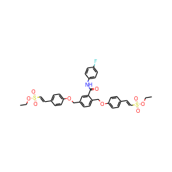 CCOS(=O)(=O)/C=C/c1ccc(OCc2ccc(COc3ccc(/C=C/S(=O)(=O)OCC)cc3)c(C(=O)Nc3ccc(F)cc3)c2)cc1 ZINC001772647494