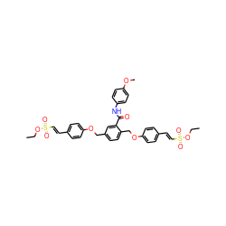 CCOS(=O)(=O)/C=C/c1ccc(OCc2ccc(COc3ccc(/C=C/S(=O)(=O)OCC)cc3)c(C(=O)Nc3ccc(OC)cc3)c2)cc1 ZINC001772639783