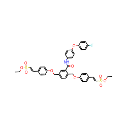 CCOS(=O)(=O)/C=C/c1ccc(OCc2ccc(COc3ccc(/C=C/S(=O)(=O)OCC)cc3)c(C(=O)Nc3ccc(Oc4ccc(F)cc4)cc3)c2)cc1 ZINC001772579642