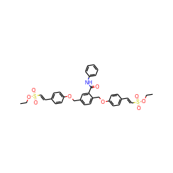 CCOS(=O)(=O)/C=C/c1ccc(OCc2ccc(COc3ccc(/C=C/S(=O)(=O)OCC)cc3)c(C(=O)Nc3ccccc3)c2)cc1 ZINC001772618595