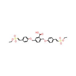 CCOS(=O)(=O)/C=C/c1ccc(OCc2ccc(COc3ccc(/C=C/S(=O)(=O)OCC)cc3)c(C(=O)O)c2)cc1 ZINC001772615587