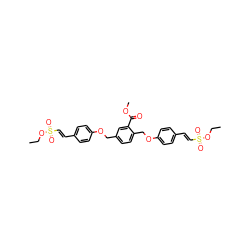 CCOS(=O)(=O)/C=C/c1ccc(OCc2ccc(COc3ccc(/C=C/S(=O)(=O)OCC)cc3)c(C(=O)OC)c2)cc1 ZINC001772604162