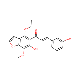 CCOc1c(C(=O)/C=C/c2cccc(O)c2)c(O)c(OC)c2occc12 ZINC000013682393