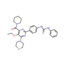 CCOc1c(C(=O)N2CCCCC2)nc(-c2ccc(NC(=O)Nc3ccccc3)cc2)nc1N1CCOCC1 ZINC000118177236