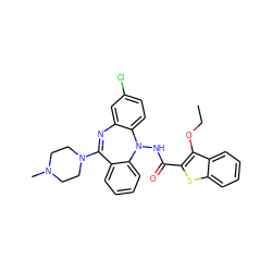 CCOc1c(C(=O)NN2c3ccc(Cl)cc3N=C(N3CCN(C)CC3)c3ccccc32)sc2ccccc12 ZINC000036089481