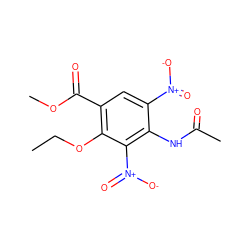 CCOc1c(C(=O)OC)cc([N+](=O)[O-])c(NC(C)=O)c1[N+](=O)[O-] ZINC000040954425