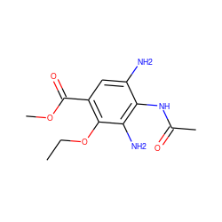 CCOc1c(C(=O)OC)cc(N)c(NC(C)=O)c1N ZINC000040429170