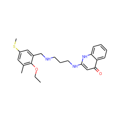 CCOc1c(C)cc(SC)cc1CNCCCNc1cc(=O)c2ccccc2[nH]1 ZINC000013487787