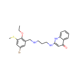 CCOc1c(CNCCCNc2cc(=O)c3ccccc3[nH]2)cc(Br)cc1SC ZINC000013487783