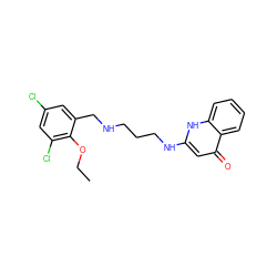 CCOc1c(Cl)cc(Cl)cc1CNCCCNc1cc(=O)c2ccccc2[nH]1 ZINC000013487763