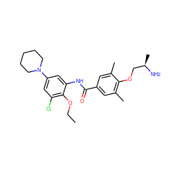 CCOc1c(Cl)cc(N2CCCCC2)cc1NC(=O)c1cc(C)c(OC[C@@H](C)N)c(C)c1 ZINC000028966993