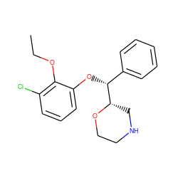 CCOc1c(Cl)cccc1O[C@H](c1ccccc1)[C@@H]1CNCCO1 ZINC000029049111