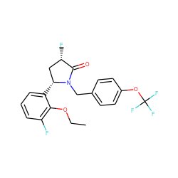 CCOc1c(F)cccc1[C@@H]1C[C@H](F)C(=O)N1Cc1ccc(OC(F)(F)F)cc1 ZINC000166557149