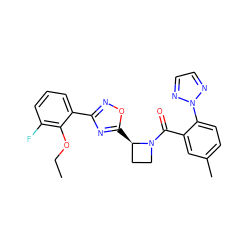 CCOc1c(F)cccc1-c1noc([C@@H]2CCN2C(=O)c2cc(C)ccc2-n2nccn2)n1 ZINC000218111284