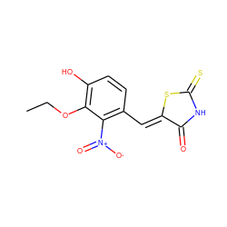 CCOc1c(O)ccc(/C=C2\SC(=S)NC2=O)c1[N+](=O)[O-] ZINC000013522341