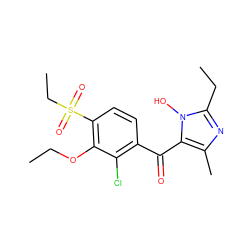 CCOc1c(S(=O)(=O)CC)ccc(C(=O)c2c(C)nc(CC)n2O)c1Cl ZINC000103205335