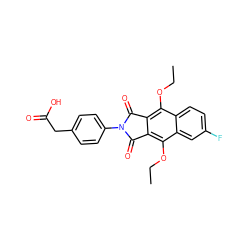 CCOc1c2c(c(OCC)c3cc(F)ccc13)C(=O)N(c1ccc(CC(=O)O)cc1)C2=O ZINC000043172286