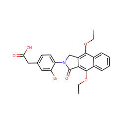 CCOc1c2c(c(OCC)c3ccccc13)C(=O)N(c1ccc(CC(=O)O)cc1Br)C2 ZINC000145855663