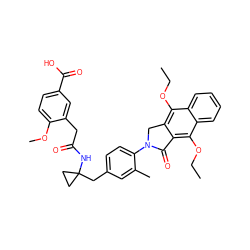 CCOc1c2c(c(OCC)c3ccccc13)C(=O)N(c1ccc(CC3(NC(=O)Cc4cc(C(=O)O)ccc4OC)CC3)cc1C)C2 ZINC000066079583