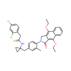 CCOc1c2c(c(OCC)c3ccccc13)C(=O)N(c1ccc(CC3(NC(=O)Cc4ccc(Cl)cc4Cl)CC3)cc1C)C2 ZINC000066066449