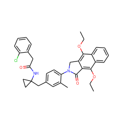 CCOc1c2c(c(OCC)c3ccccc13)C(=O)N(c1ccc(CC3(NC(=O)Cc4ccccc4Cl)CC3)cc1C)C2 ZINC000066079582