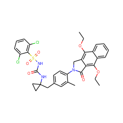 CCOc1c2c(c(OCC)c3ccccc13)C(=O)N(c1ccc(CC3(NC(=O)NS(=O)(=O)c4c(Cl)cccc4Cl)CC3)cc1C)C2 ZINC000068248251