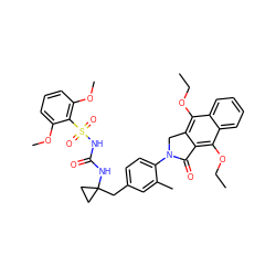 CCOc1c2c(c(OCC)c3ccccc13)C(=O)N(c1ccc(CC3(NC(=O)NS(=O)(=O)c4c(OC)cccc4OC)CC3)cc1C)C2 ZINC000068120105