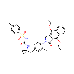 CCOc1c2c(c(OCC)c3ccccc13)C(=O)N(c1ccc(CC3(NC(=O)NS(=O)(=O)c4ccc(C)cc4)CC3)cc1C)C2 ZINC000043199976