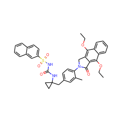 CCOc1c2c(c(OCC)c3ccccc13)C(=O)N(c1ccc(CC3(NC(=O)NS(=O)(=O)c4ccc5ccccc5c4)CC3)cc1C)C2 ZINC000068120107