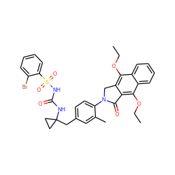 CCOc1c2c(c(OCC)c3ccccc13)C(=O)N(c1ccc(CC3(NC(=O)NS(=O)(=O)c4ccccc4Br)CC3)cc1C)C2 ZINC000072123745