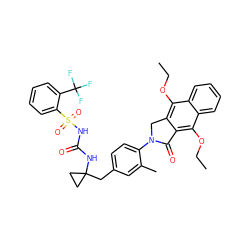 CCOc1c2c(c(OCC)c3ccccc13)C(=O)N(c1ccc(CC3(NC(=O)NS(=O)(=O)c4ccccc4C(F)(F)F)CC3)cc1C)C2 ZINC000072123760