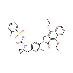 CCOc1c2c(c(OCC)c3ccccc13)C(=O)N(c1ccc(CC3(NC(=O)NS(=O)(=O)c4ccccc4C)CC3)cc1C)C2 ZINC000066097467