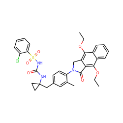 CCOc1c2c(c(OCC)c3ccccc13)C(=O)N(c1ccc(CC3(NC(=O)NS(=O)(=O)c4ccccc4Cl)CC3)cc1C)C2 ZINC000072123653