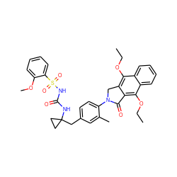 CCOc1c2c(c(OCC)c3ccccc13)C(=O)N(c1ccc(CC3(NC(=O)NS(=O)(=O)c4ccccc4OC)CC3)cc1C)C2 ZINC000072122190