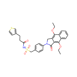 CCOc1c2c(c(OCC)c3ccccc13)C(=O)N(c1ccc(CS(=O)(=O)NC(=O)CCc3ccsc3)cc1)C2 ZINC000029125965