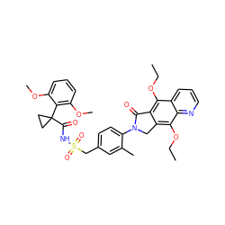 CCOc1c2c(c(OCC)c3ncccc13)CN(c1ccc(CS(=O)(=O)NC(=O)C3(c4c(OC)cccc4OC)CC3)cc1C)C2=O ZINC000029125746