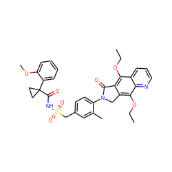 CCOc1c2c(c(OCC)c3ncccc13)CN(c1ccc(CS(=O)(=O)NC(=O)C3(c4ccccc4OC)CC3)cc1C)C2=O ZINC000029125854