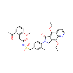 CCOc1c2c(c(OCC)c3ncccc13)CN(c1ccc(CS(=O)(=O)NC(=O)Cc3c(OC)cccc3C(C)=O)cc1C)C2=O ZINC000029125953