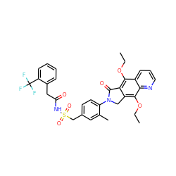 CCOc1c2c(c(OCC)c3ncccc13)CN(c1ccc(CS(=O)(=O)NC(=O)Cc3ccccc3C(F)(F)F)cc1C)C2=O ZINC000029125479