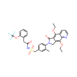 CCOc1c2c(c(OCC)c3ncccc13)CN(c1ccc(CS(=O)(=O)NC(=O)Cc3ccccc3OC(F)(F)F)cc1C)C2=O ZINC000029125386