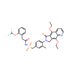 CCOc1c2c(c(OCC)c3ncccc13)CN(c1ccc(CS(=O)(=O)NC(=O)Cc3ccccc3OC(F)F)cc1C)C2=O ZINC000029126053