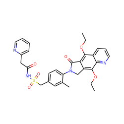 CCOc1c2c(c(OCC)c3ncccc13)CN(c1ccc(CS(=O)(=O)NC(=O)Cc3ccccn3)cc1C)C2=O ZINC000029126049