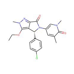 CCOc1c2c(nn1C)C(=O)N(c1cc(C)c(=O)n(C)c1)[C@@H]2c1ccc(Cl)cc1 ZINC000220179678